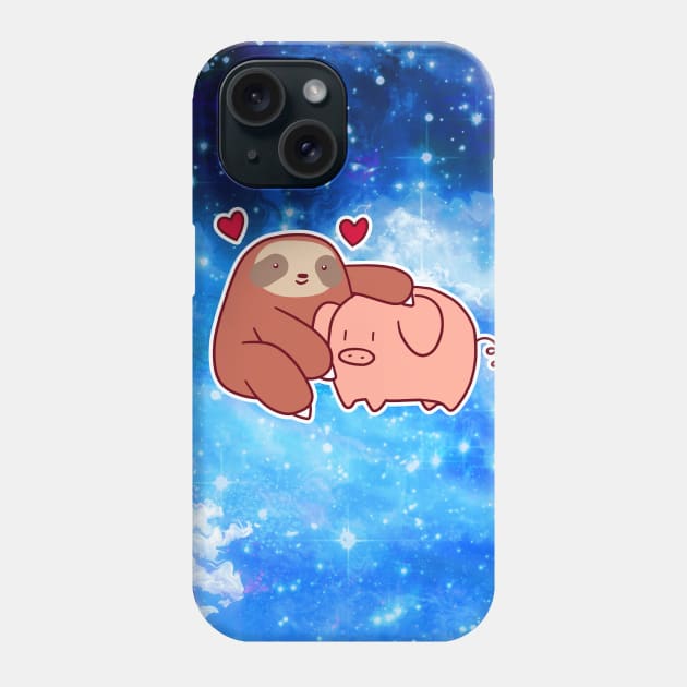 Sloth Loves Pig Night Sky Phone Case by saradaboru