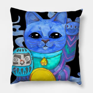 Genie Blues Lucky Cat Pillow