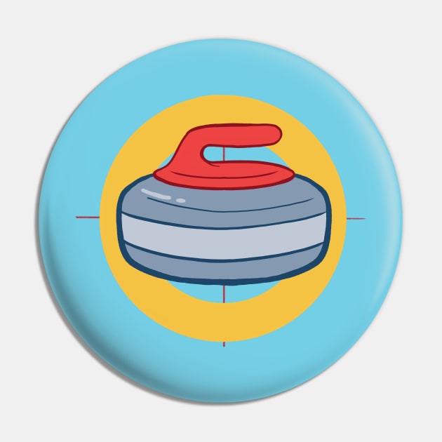 Hurry Hard Curling Rock Pin by Carabara Designs