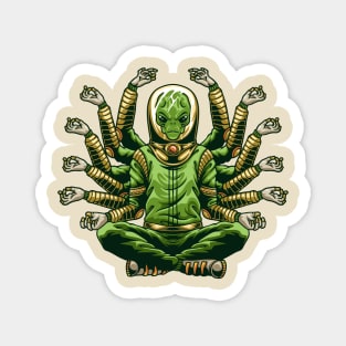 buddha alien doing yoga Magnet