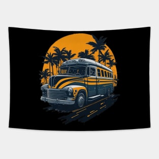 Vintage School Bus Tapestry