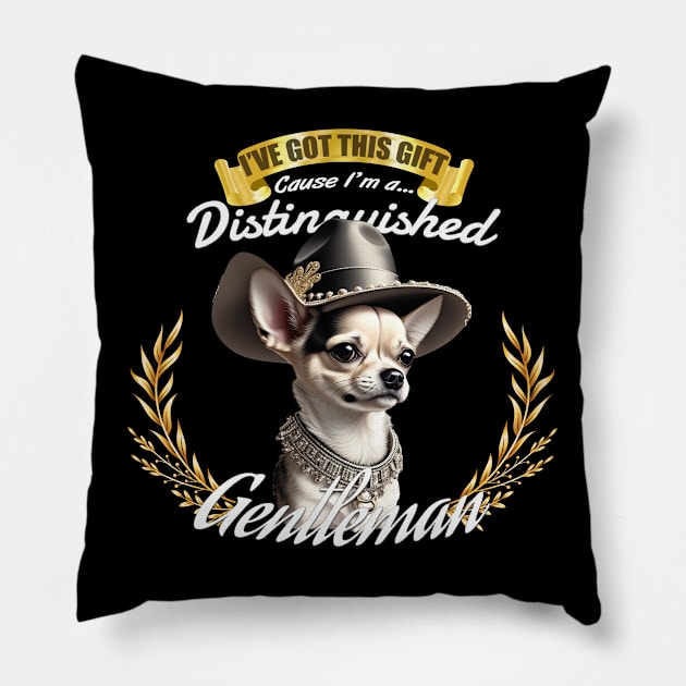 The Distinguished Chihuahua Gentleman Pillow by Asarteon