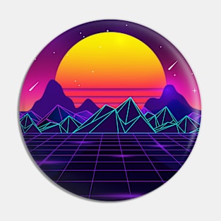 Glowing Sunset Retrowave Pin