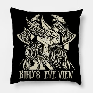 Odin, Huginn & Muninn - Viking Bird's-Eye View Pillow