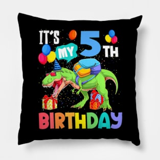 T Rex Dinosaur Its My 5Th Birthday 5 Years Old Boys Kids Pillow