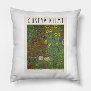 Gustav Klimt - Farm Garden With Sunflowers (1907) Pillow