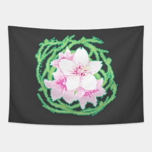 Cherry Blossom pixel art Tapestry