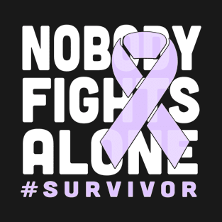 Nobody Fights Alone Orchid Ribbon Testicular Cancer Survivor T-Shirt