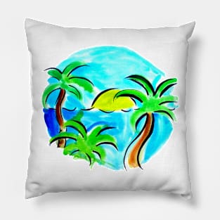 Palm Trees Beach Circle Pillow