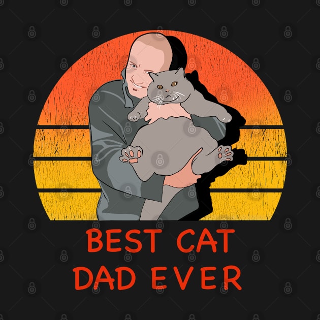 Best cat dad ever gray fat cat by PG Illustration