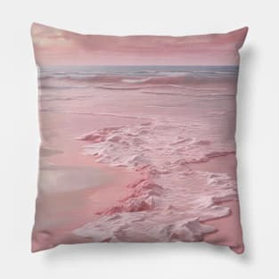 Pastel Beach Escape Lady Pink Ocean Sea Beautiful Scenery Pillow