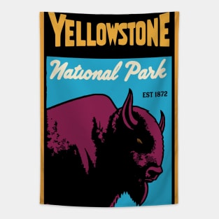 Yellowstone National Park Buffalo Aged Look Tapestry