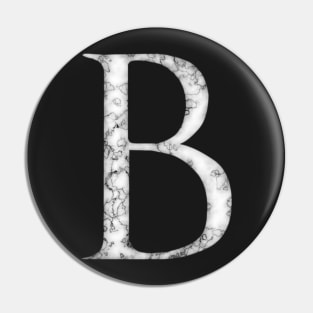 B in Roman White Marble Latin Alphabet Letter Sticker Pin