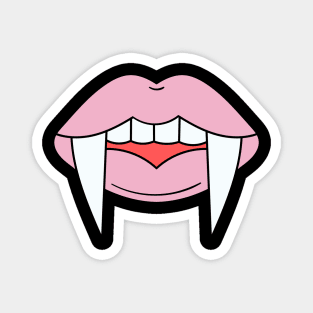 Vampire Girl fangs and pink lips Zombie Halloween Illustration Magnet