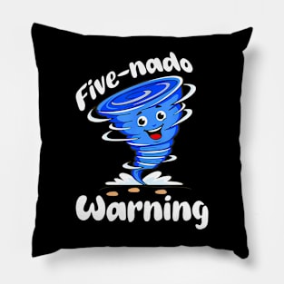 Cute Fivenado Warning 5th Birthday Tornado Boy Girl Kids Pillow