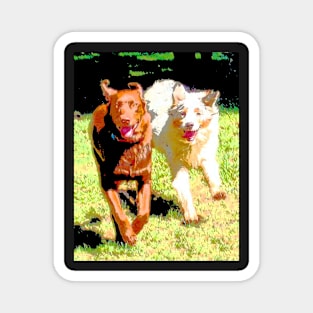Dogs Running Abstract Magnet