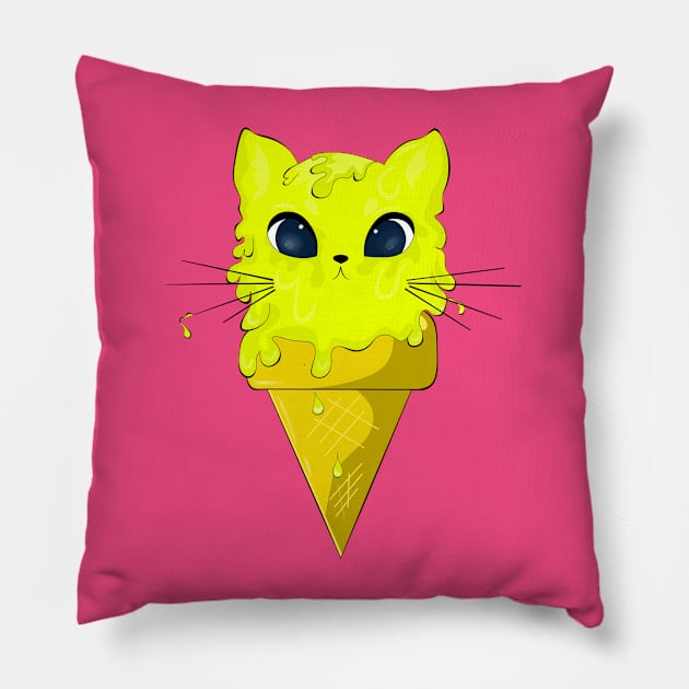 Cute Ice Cream Cat Pillow by MariRiUA