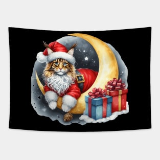 Maine Coon Cat On The Moon Christmas Tapestry