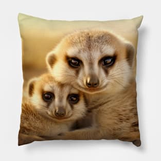 Meerkat Animal Wild Beauty Freedom Wilderness Enchanting Pillow