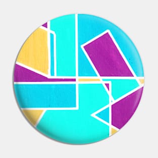 Inverted Purple Blue Yellow Geometric Abstract Acrylic Painting Pin