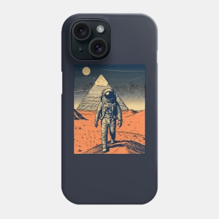 Vintage Retro Astronaut in Alien World Space Pyramid Illustration Phone Case