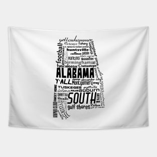 Alabama State Pride Word Cloud - Black Tapestry