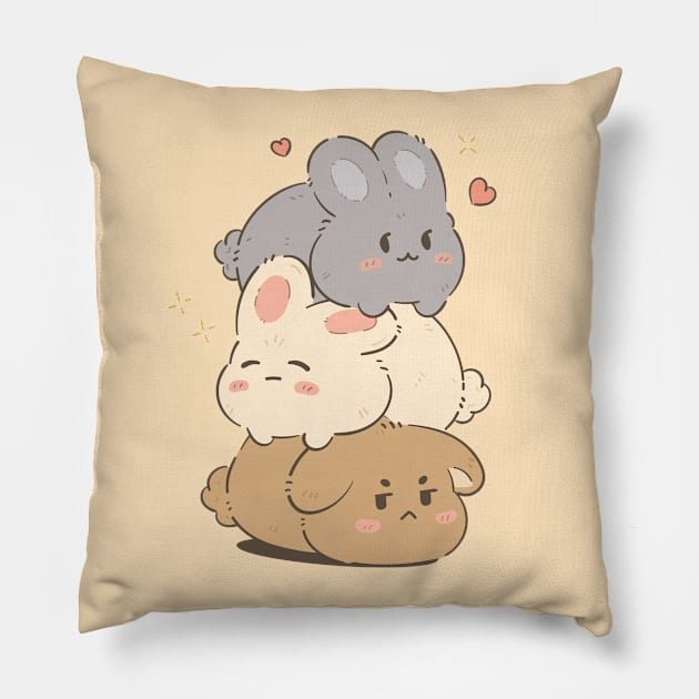 Cute Bunny Stack Pillow by ModesaDraw