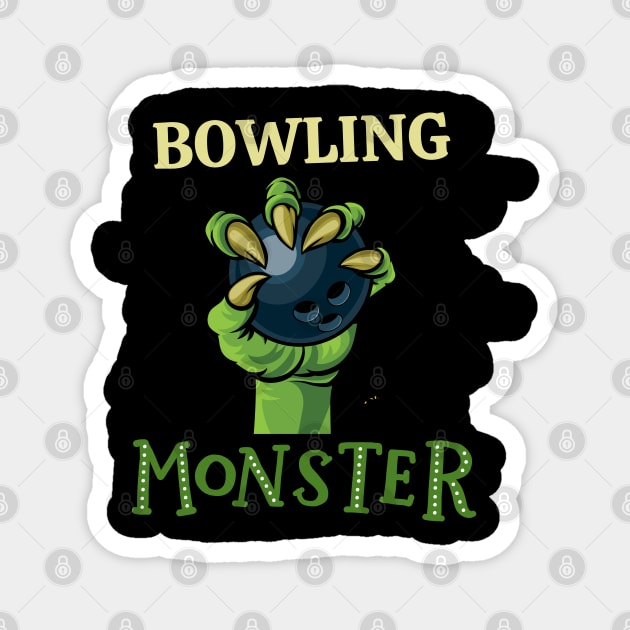 Bowling monster sport Gift for Bowling player love Bowler funny present for kids and adults Magnet by BoogieCreates