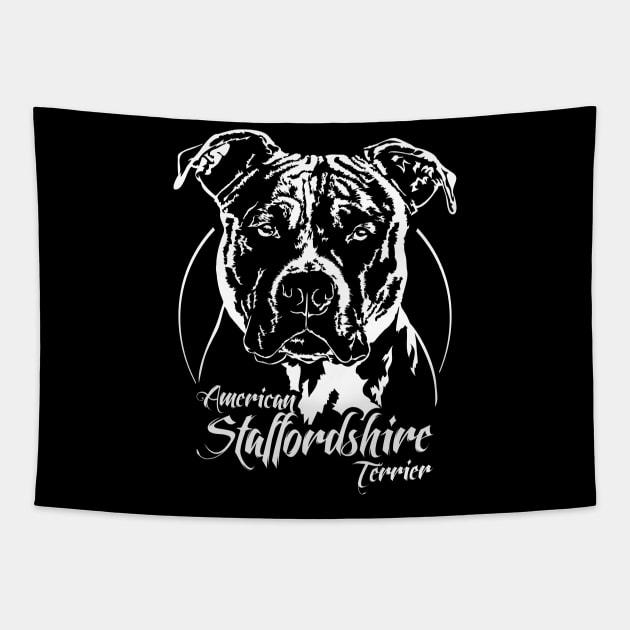 American Staffordshire Terrier dog Portrait Tapestry by wilsigns