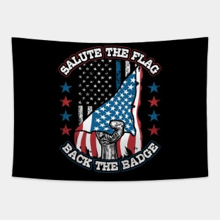 Salute the Flag Back the Badge Tapestry