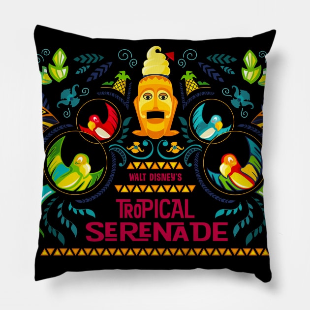 Enchanted Tiki Room - Tropical Serenade Pillow by The Dept. Of Citrus