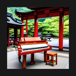 A Brown Piano In The Grounds Of A Buddhist Temple In Japan T-Shirt