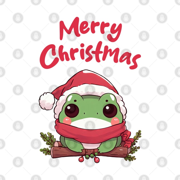 Merry Christmas Cute Frog by Takeda_Art