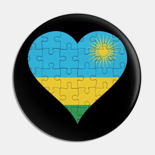 Rwandan Jigsaw Puzzle Heart Design - Gift for Rwandan With Rwanda Roots Pin