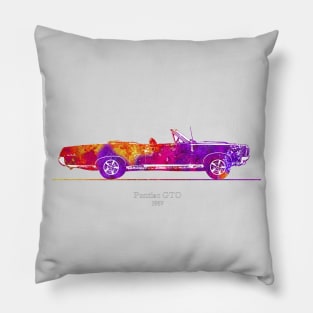 Pontiac GTO convertible 1967 - Colorful Watercolor Pillow