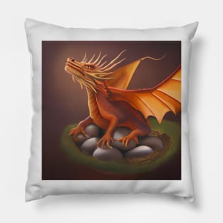 Red Dragon Hatching Eggs Pillow