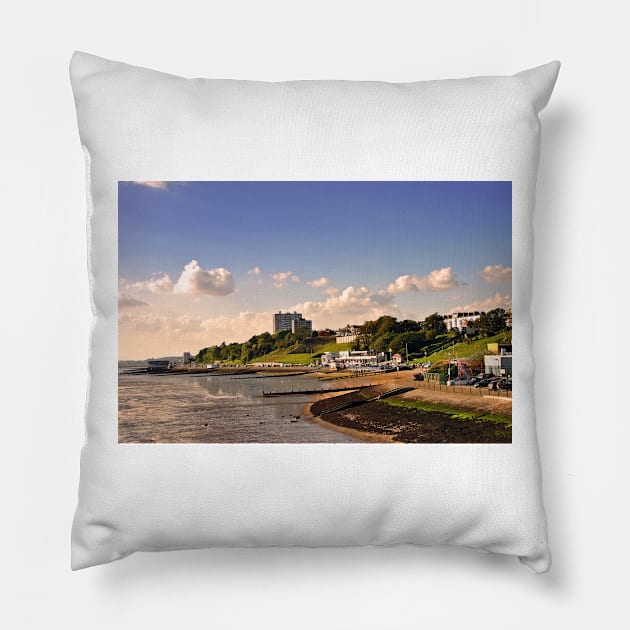 Three Shells Beach Southend on Sea Essex Pillow by AndyEvansPhotos
