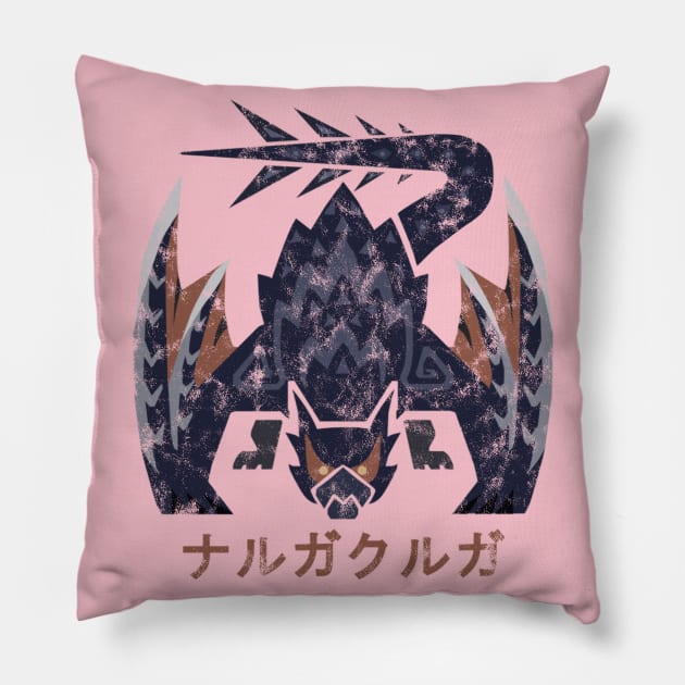 Monster Hunter World Iceborne Nargacuga Kanji Icon Pillow by StebopDesigns