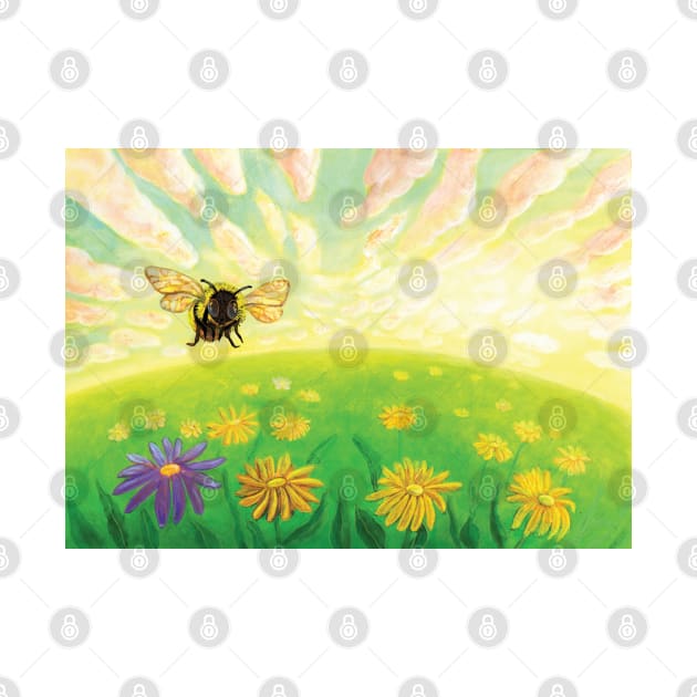 Bumble Bee flying over a meadow by Julia Doria Illustration