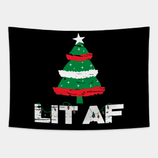 lit af christmas tree Tapestry