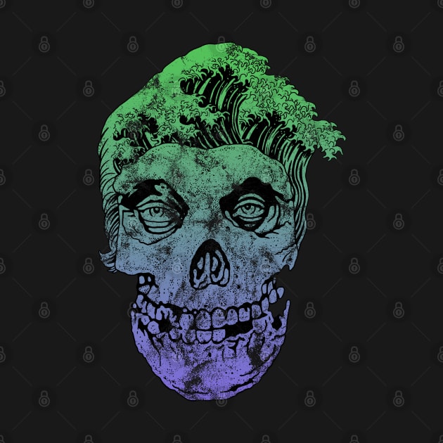 Skull Head Waves Green Purple by FUMANTO