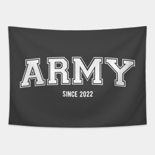 BTS Bangtan ARMY since 2021 varsity college text | Morcaworks Tapestry