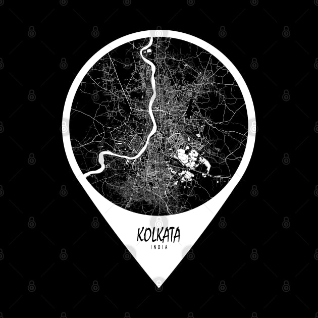 Kolkata, India City Map - Travel Pin by deMAP Studio