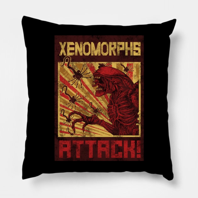 Xenomorphs Attack! Pillow by Barbadifuoco