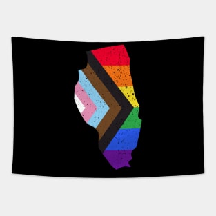 Illinois State Pride: Embrace Progress with the Progress Pride Flag Design Tapestry