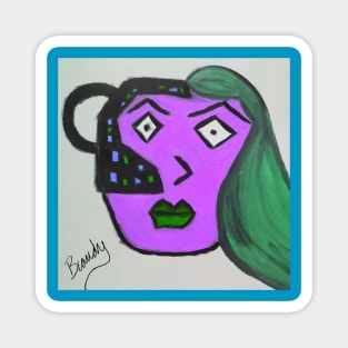 Purple Robot Lady Magnet