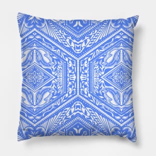 Blue Hexagon Geometry Pillow