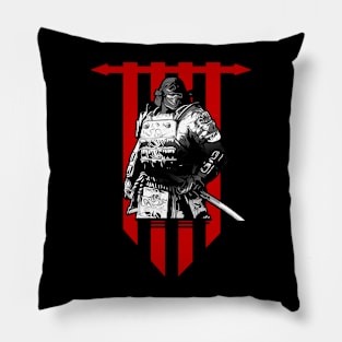 Samurai Warrior With Banner Pillow