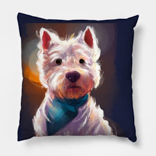 Cute West Highland White Terrier Drawing Pillow