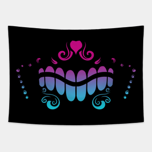 Sugar Skull Teeth and Nose Vaporwave Tapestry